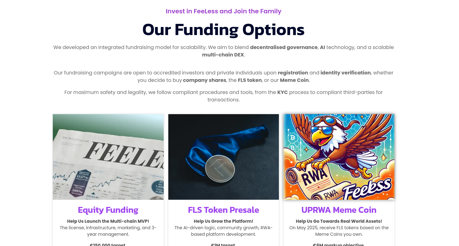 FeeLess Funding options